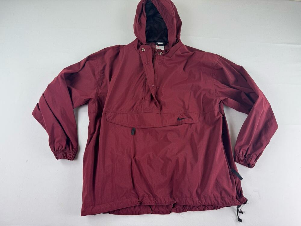 Vintage Nike Anorak Pullover Hooded Jacket Burgundy Size M
